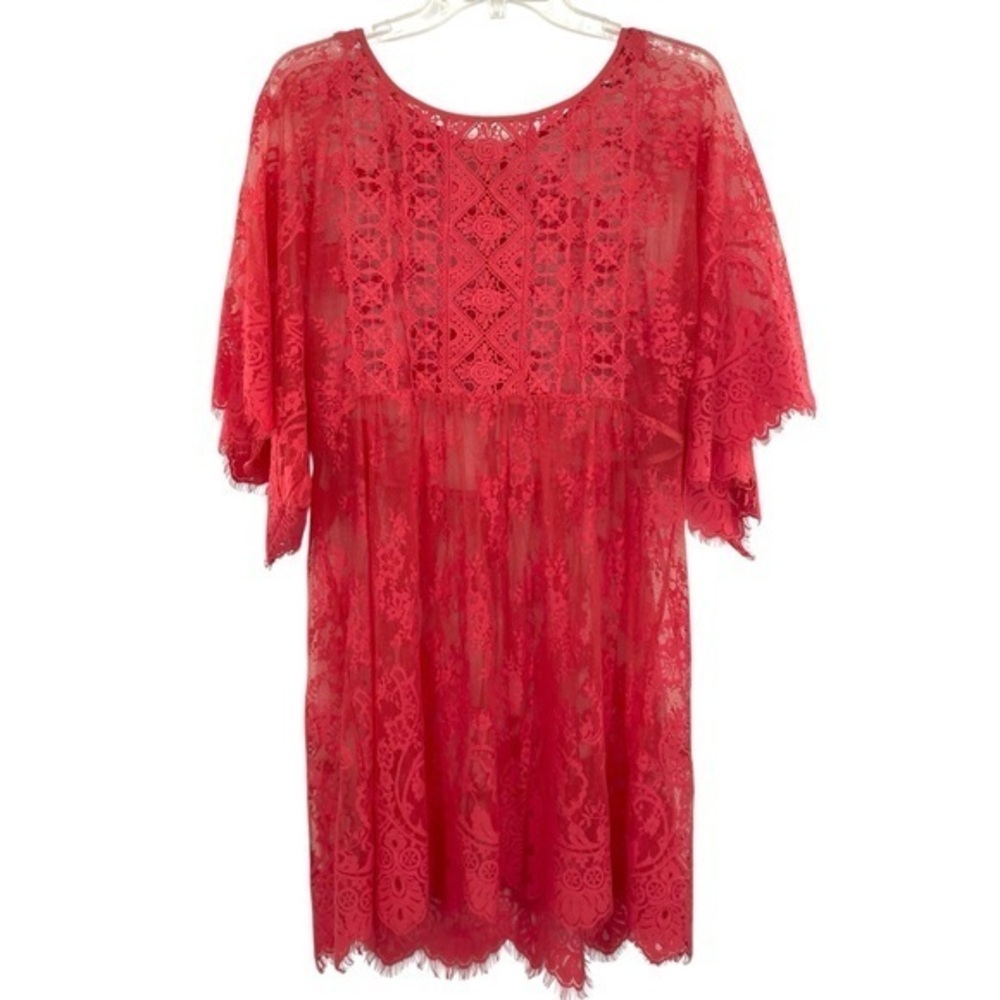 Tracy Reese Plenty Sheer Pink Lace Dress Coverup